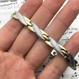 Pulsera Biomagnetica terapéutica de Acero de Titanio Plateada (2X1)
