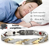 Pulsera Biomagnetica terapéutica de Acero de Titanio Plateada (2X1)