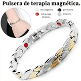 Pulsera Biomagnetica terapéutica de Acero de Titanio Plateada (2X1)