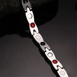 Pulsera Biomagnetica terapéutica de Acero de Titanio Plateada (2X1)
