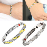 Pulsera Biomagnetica terapéutica de Acero de Titanio Plateada (2X1)
